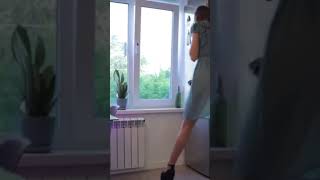 Watch this Stylish Lady Master the Art of window cleaning in a see through dress [upl. by Mel]