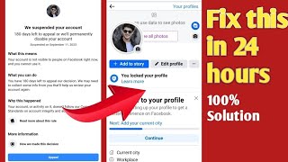 We Suspended Your Facebook Account 180 Days left to Appeal Disable your account Disagree Solve🤗 [upl. by Ayana]