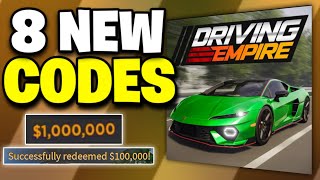 NEW ALL WORKING CODES FOR DRIVING EMPIRE IN 2024 ROBLOX DRIVING EMPIRE CODES [upl. by Horatius]