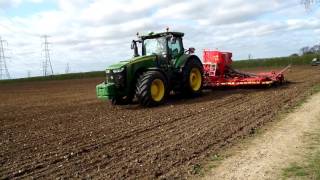 John Deere 8370R With Vaderstad Rapid 800 Drill [upl. by Seavey]