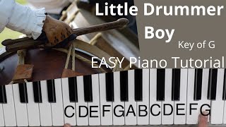 Little Drummer Boy Key of GEASY Piano Tutorial [upl. by Damalas867]