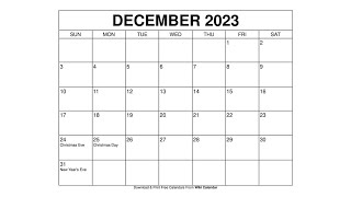 Printable December 2023 Calendar Templates With Holidays  Wiki Calendar [upl. by Tse]