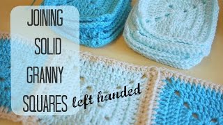 LEFT HANDED CROCHET How to join solid squares left handed  Bella Coco [upl. by Sucirdor]