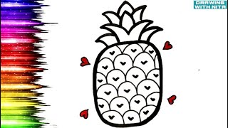 Pineapple 🍍 Drawing Colouring for Kids Drawing for Kids Flower Drawing DRAWINGWITHNITA [upl. by Solon676]