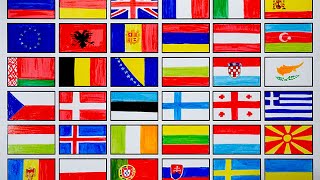 Drawing of flags in Europe  What continent are you from [upl. by Noiroc]