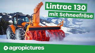 Lindner Lintrac 130 mit Kahlbacher Schneefräse KFS 850  Traktortechnik im Winterdienst [upl. by Hogg]