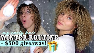 HOW TO STYLE CURLY HAIR IN THE WINTER TO AVOID FRIZZ AND DRYNESS  500 HOLIDAY GIVEAWAY [upl. by Zampardi]