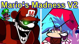 Friday Night Funkin VS Marios Madness V2 FULL WEEK  Cutscenes FNF Mod Mario 85MXMarioEXE [upl. by Yremogtnom]