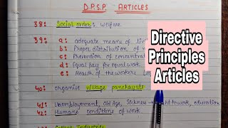 Directive principles Articles lec23 Handwritten Notes  Indian polity  An aspirant [upl. by Eerdua]