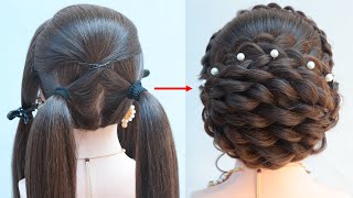 trendy bun hairstyle for engagement look  messy bun hairstyle [upl. by Accebar]