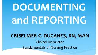 FUNDA LECTURE Documenting amp Reporting [upl. by Swanson]