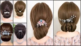 7 cute and easy bun hairstyles for short hair 🔥 Meechicreation [upl. by Ycat]