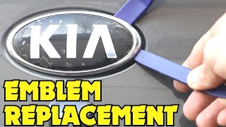 Kia Rio Emblem Replacement  How To Install Kia K Logo Trunk Emblem [upl. by Anitnamaid]