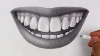 How to Draw a Smile with Teeth [upl. by Nosnor]