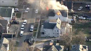 Chopper video 2 officers shot in East Lansdowne Delaware County officers surround burning home [upl. by Bobine627]