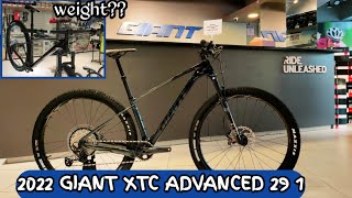 2022 GIANT XTC ADVANCED 1 29ER SMALL BLACK  WEIGHT WITHOUT PEDAL GIANT CROSS COUNTRY MOUNTAIN BIKE [upl. by Holsworth]