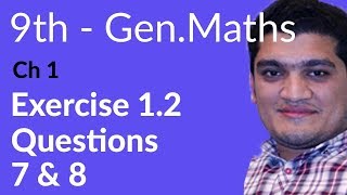 9th Class General Math Ch 1 lec 4 Exercise 12 Question no 7 amp 8Matric Part 1 Gen Math [upl. by Nnyliram]