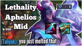 APHELIOS Mid lane Lethality Build ONE SHOTS everything INSANE DAMAGE [upl. by Ahsilem390]