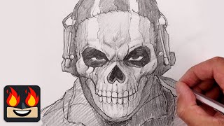 How To Draw Call of Duty Ghost  Sketch Tutorial [upl. by Allemac]