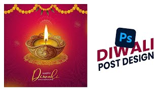 Diwali Post Design In Photoshop For Social Media  Diwali Post Design In Photoshop [upl. by Elokcin]