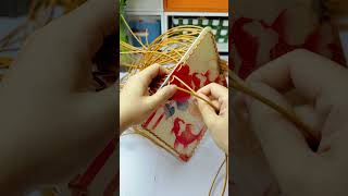 How to weave rattan basket with handle diy rattan handmade [upl. by Ogires]