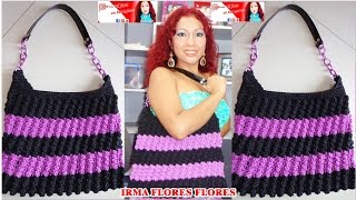 BOLSO  CARTERA EN DOS COLORES TEJIDO A CROCHET PASO A PASO [upl. by Ahsenik]