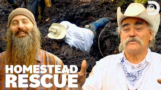 Marty Raney Falls in the Mud  Homestead Rescue [upl. by Vidovik]