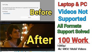 Cant Play Video Laptop amp PC Problem Solution All Format supported [upl. by Enirehtakyram]