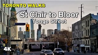 Toronto Walks  Yonge Street from St Clair Ave to Bloor Street 4K [upl. by Solorac]