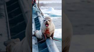 Male seal asked the sailor to help rescue the female seal and her cups who were injured in the net [upl. by Louie537]