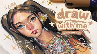 ☆ drawing using acrylic markers in a week ⋆˚  ft Arrtx [upl. by Ynohtnacram25]