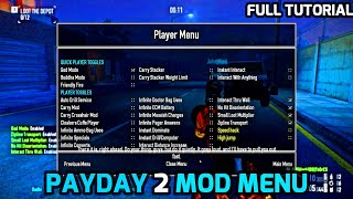 Payday2 Mod Menu Latest  Cheat Menu Full Tutorial Easy Working 2023 [upl. by Dustie]