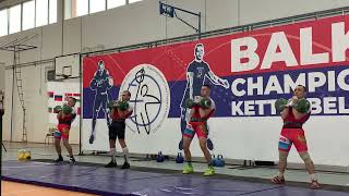 IUKL Balkan Championship 2024  10 min Jerk 2x24kg Flight 2  Benidze  Zhibinov  Khvostov [upl. by Yhtomit]