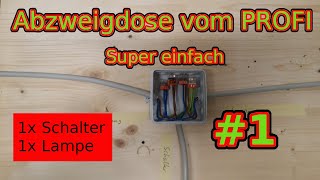 Abzweigdose  Verteilerdose verdrahten klemmen  1 Schalter1 Lampe  Tutorial 1  ✅ EleKtrOniXxX✅ [upl. by Airalednac]