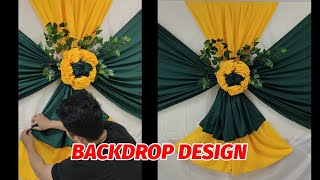 BACKDROP DESIGN WITH TWO COLORS COMBINATION AND FLOWER FOLD DESIGN TABLE SKIRTING TUTORIAL [upl. by Delphinia]