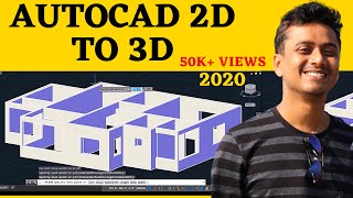 AutoCAD House Design 3D Part 2 AutoCAD 2D to 3D conversion 2021 [upl. by Erdua]