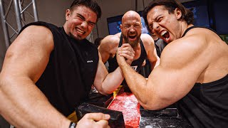 Fibo Armwrestling gegen Vadim Brik❗️mit der Gummibärenbande und Paul Unterleitner [upl. by Borlow]