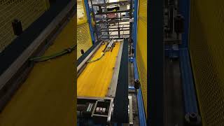 Pneumatic rodless cylinder pushing pallet onto the cart [upl. by Aterg905]