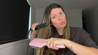 ASMR straightening my hair  Hair Brushing  Tapping  whispered [upl. by Matusow]