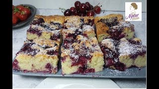 Ein leckerer Blechkuchen mit fruchtigen Beeren und Kokos in nur 15 Minuten✅ kommt immer gut an [upl. by Ttocserp]