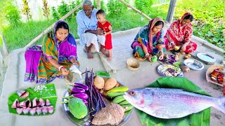 ছোট বেগুন দিয়ে ইলিশ মাছ রান্না সাথে ইলিশ মাছের মাথা দিয়ে পাঁচমিসেলি সব্জী রেসিপিhilsha fish curry [upl. by Saville]