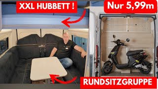 599m KASTENWAGEN WOHNMOBIL MIT RUNDSITZGRUPPE  HUBBETT  ROLLER GARAGE 2025 Bunkervan Denver 599m [upl. by Jerrilee931]