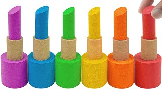 Satisfying Video l How To Make Kinetic Sand Rainbow Lipstick and Nail Polish Cutting ASMR [upl. by Sweatt]