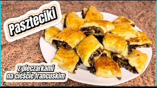 PASZTECIKI Z PIECZARKAMI  pyszny dodatek do barszczu czerwonego lub przekąska na SYLWESTRA👌😋 [upl. by Sarina655]