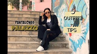 5 OUTFITS CON PANTALONES PALAZZO  TIPS PARA ESTILIZARLOS  CLIC CLAU [upl. by Assyral]