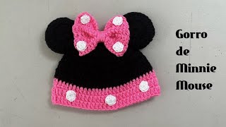 Gorro de MINNIE MOUSE a crochet para bebés de 0 a 3 Meses [upl. by Ydolem]