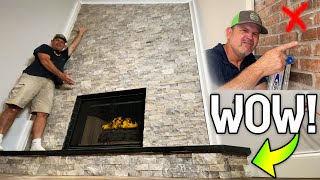 DIY FIREPLACE TRANSFORMATION with a CUSTOM HEARTH [upl. by Inittirb]