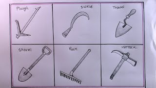 How to Draw Agricultural Tools EasyAgricultural Tool Drawing [upl. by Warfourd955]