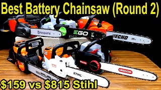 Best Battery Powered Chainsaw Brand ROUND 2 Stihl Husqvarna Echo Oregon DeWalt [upl. by Julianne]