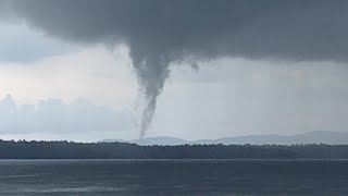 Apparent waterspout spotted over Sebago Lake [upl. by Anecusa]